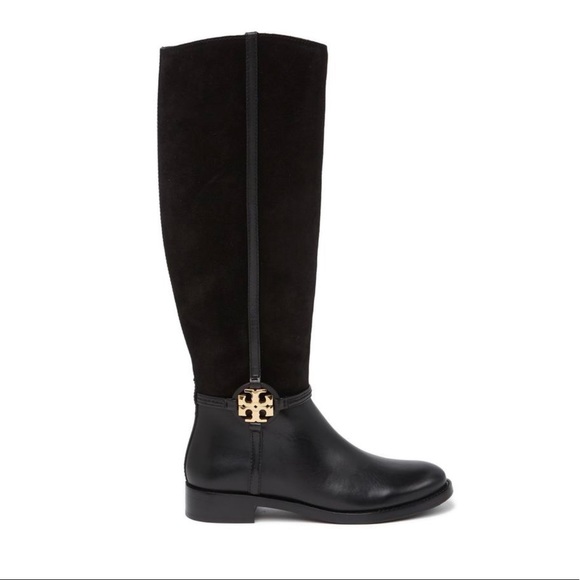 Tory Burch Shoes - ✨Tory Burch(👍🏼 4 size 7) Black Miller Riding Gold Logo Leather Suede